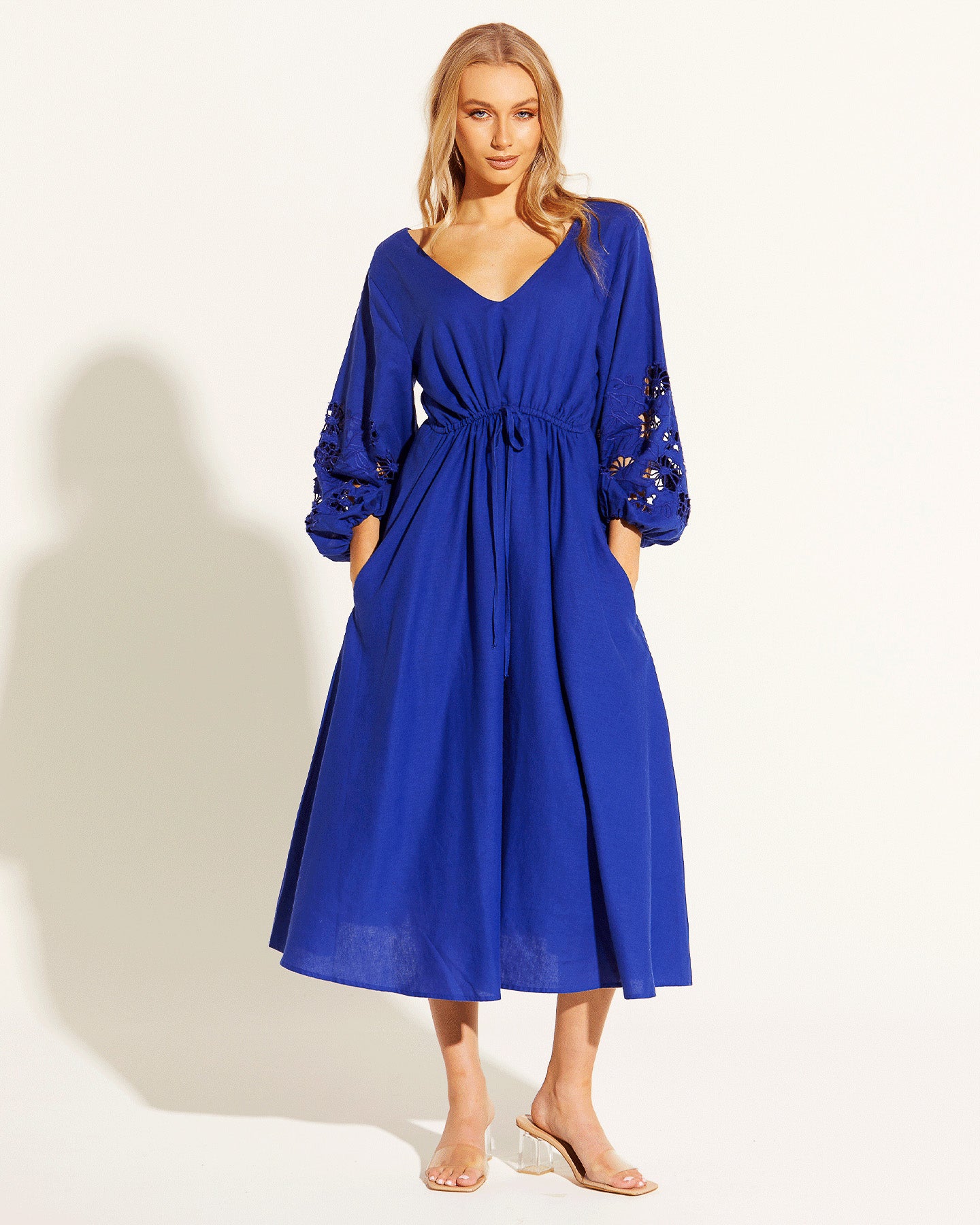 Our Love Embroidered Dress - Cobalt