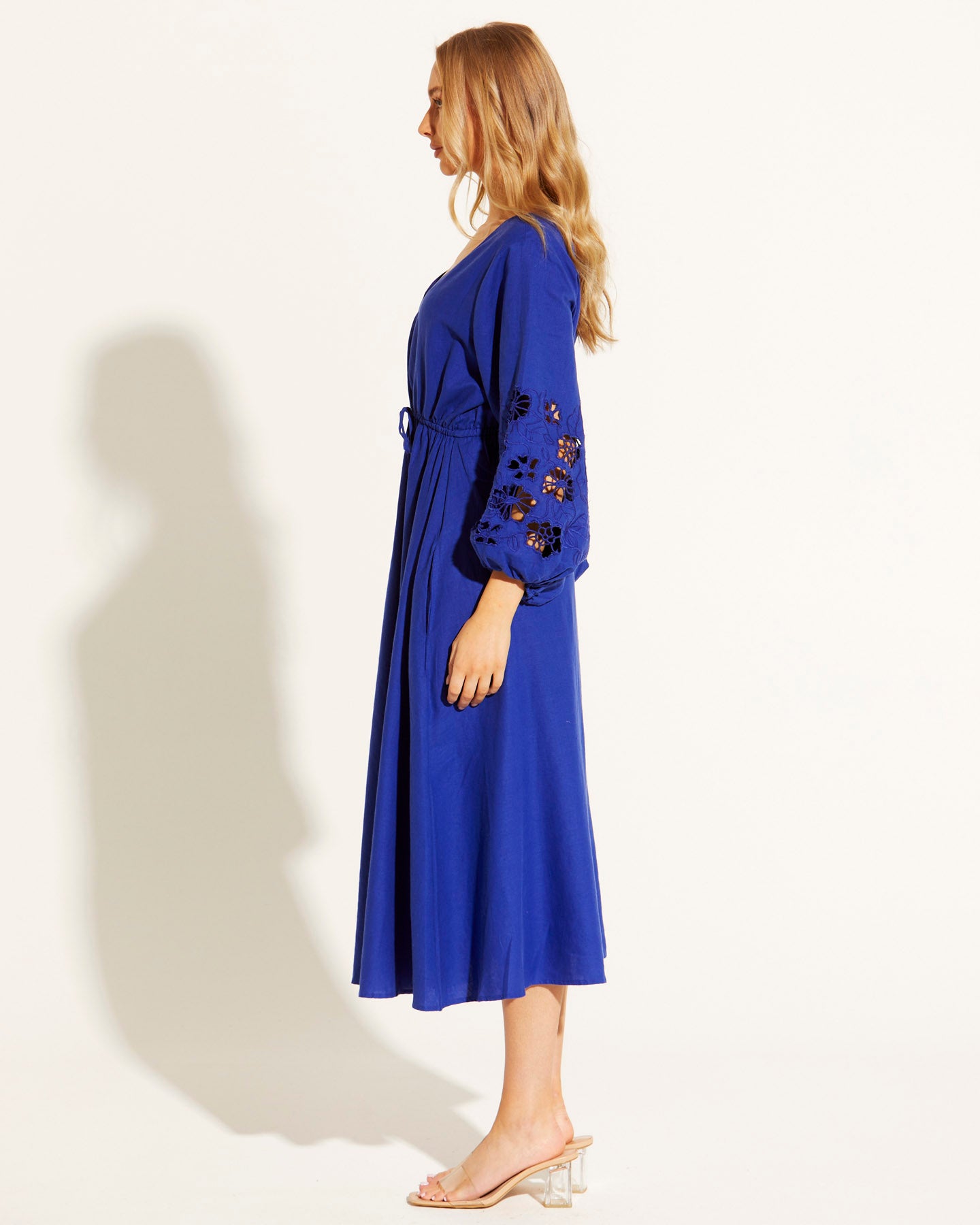 Our Love Embroidered Dress - Cobalt