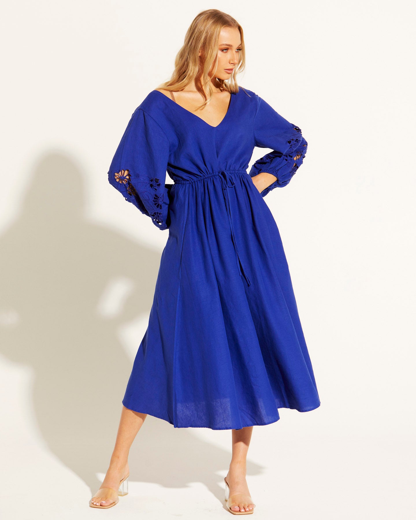 Our Love Embroidered Dress - Cobalt