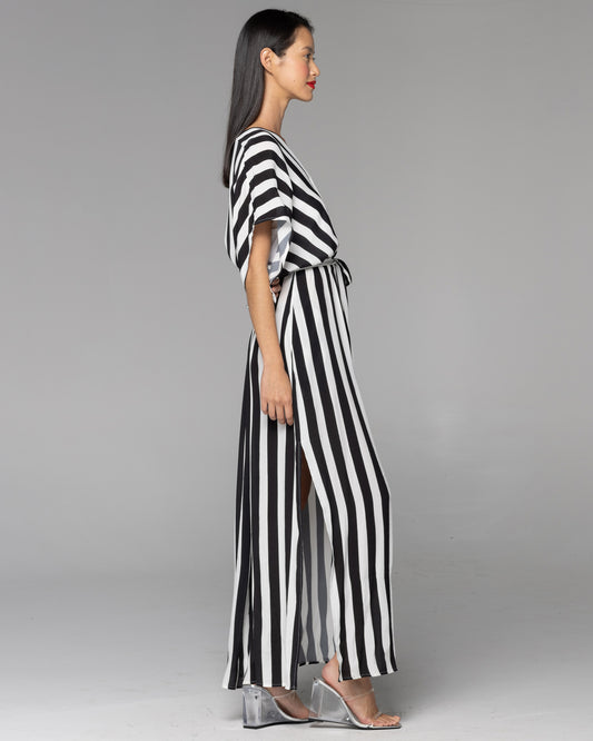 Wonderland Maxi Dress - Black/White Stripe