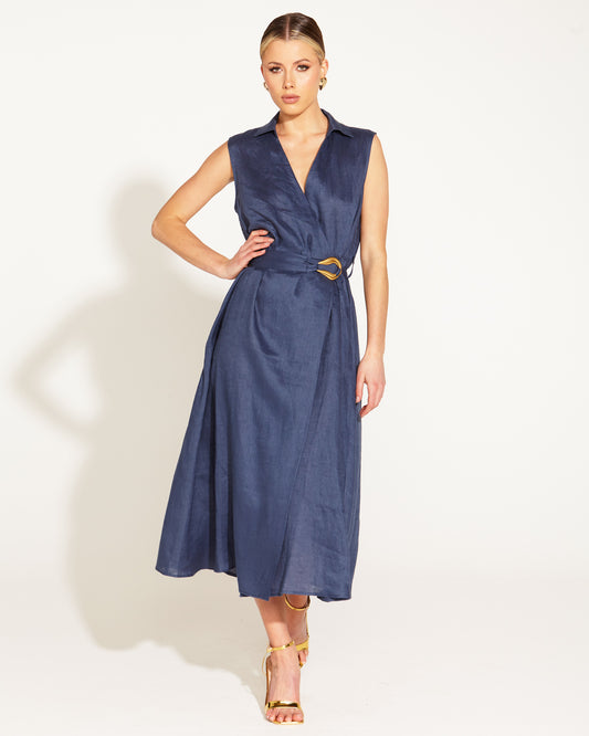 Walk in The Park Sleeveless Midi Dress - Navy