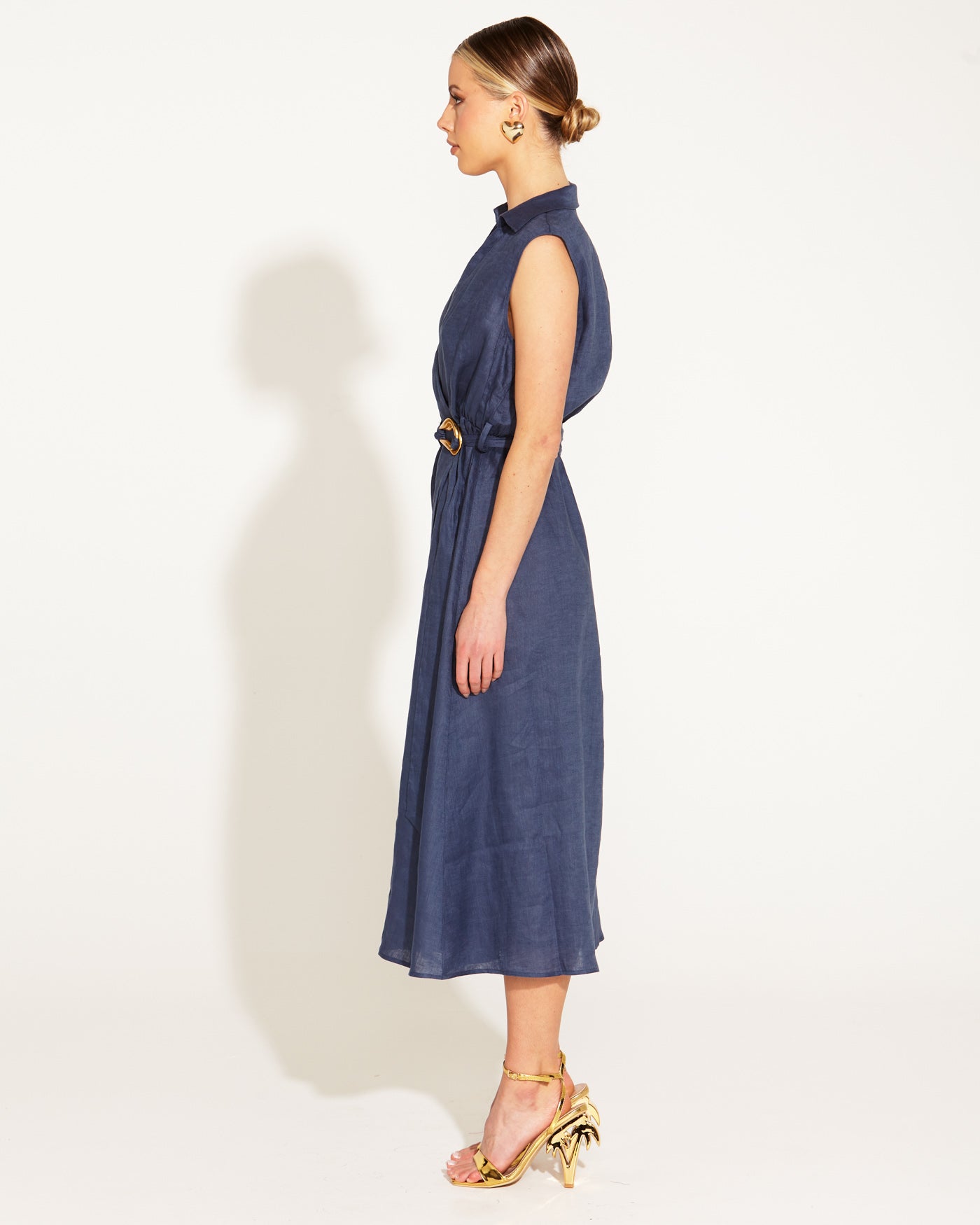 Walk in The Park Sleeveless Midi Dress - Navy