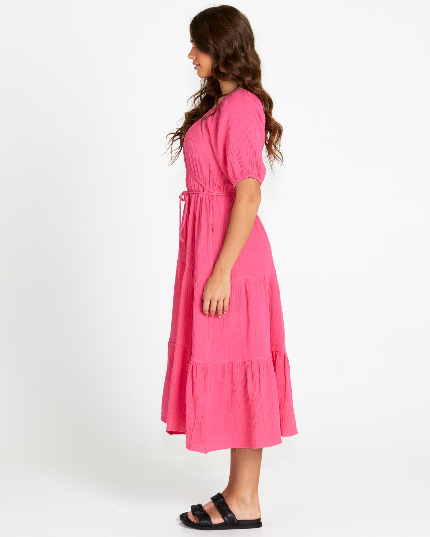 Felix Tiered Midi Dress - Pink