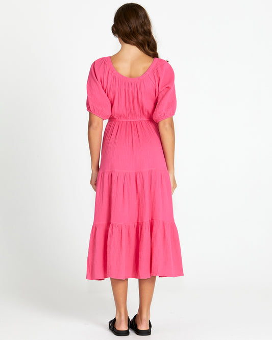 Felix Tiered Midi Dress - Pink