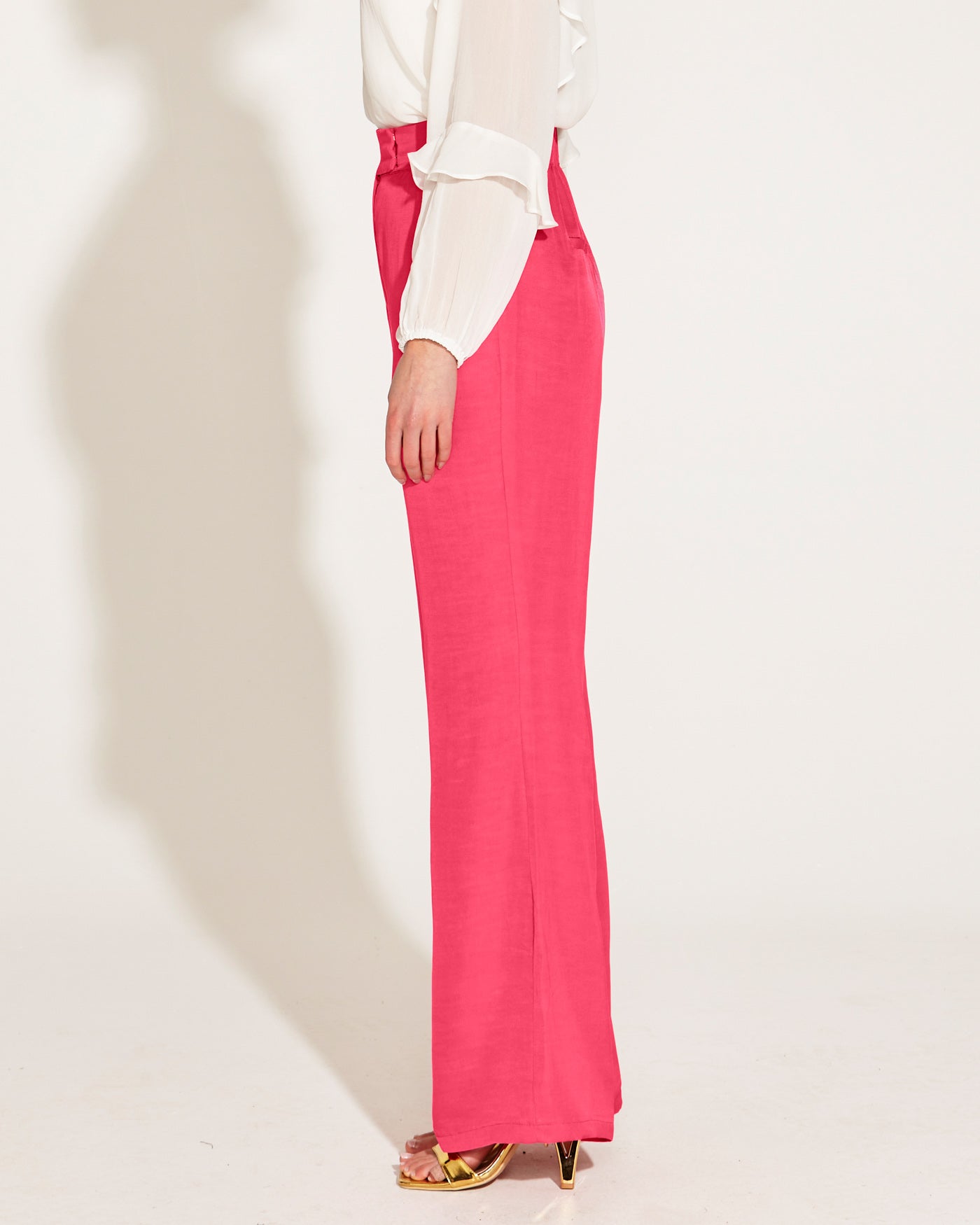 One And Only High Waisted Flared Pant - Hot Pink