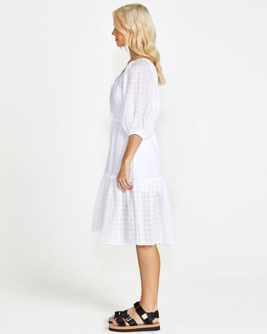 Ruby Tiered Midi Dress - White