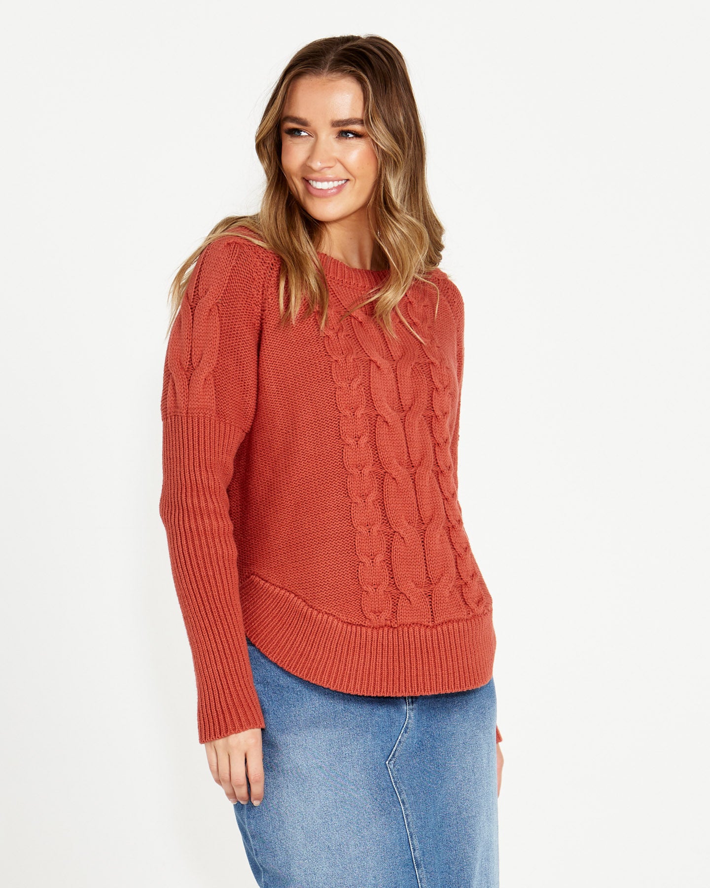 Jacinta Cable Knit Jumper - Rosewood