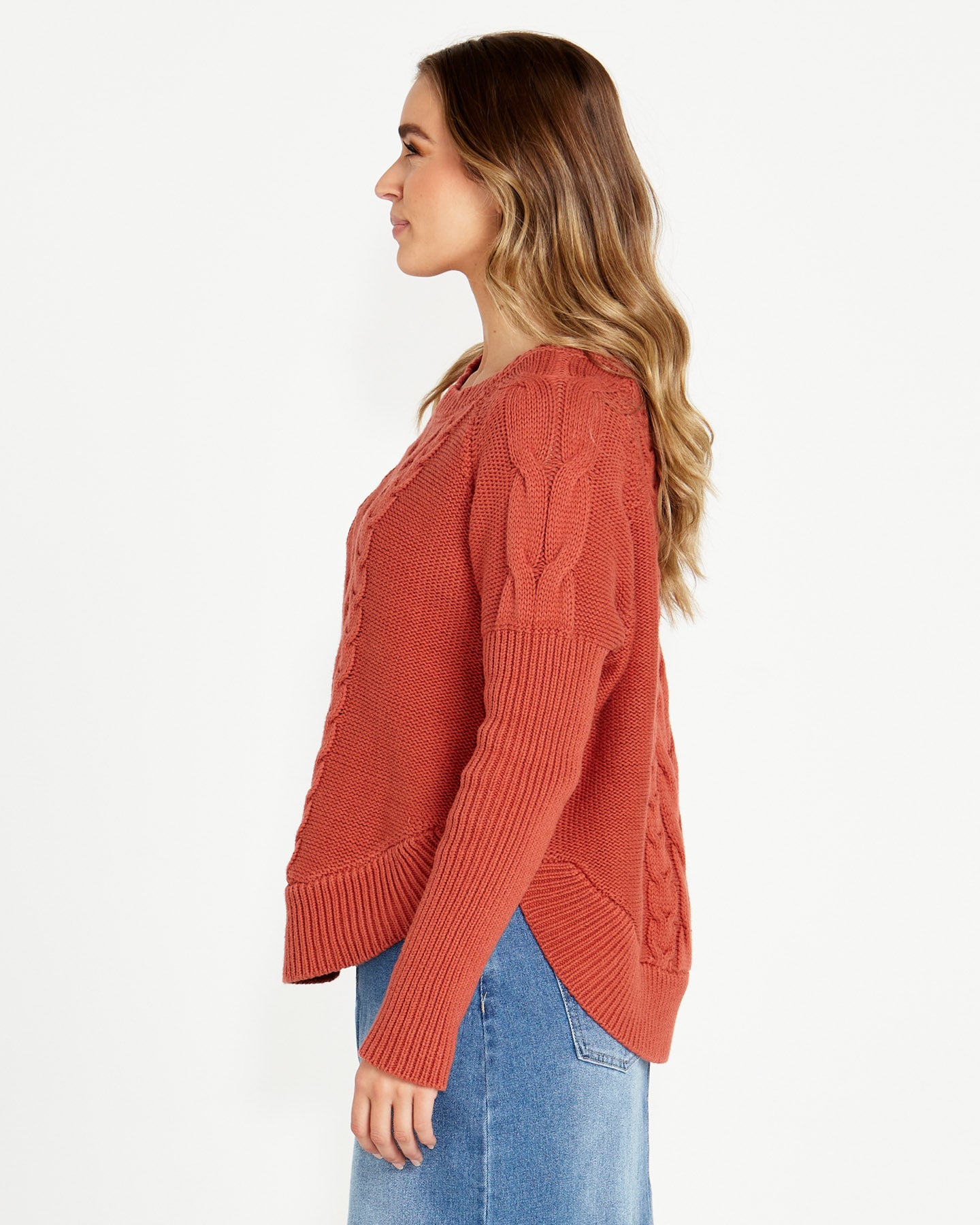 Jacinta Cable Knit Jumper - Rosewood