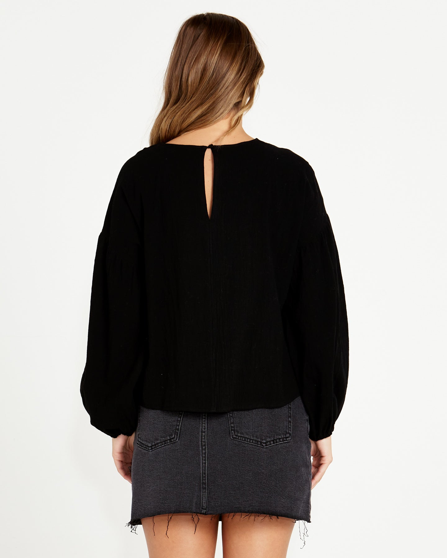 Sonya Puff Sleeve Top - Black