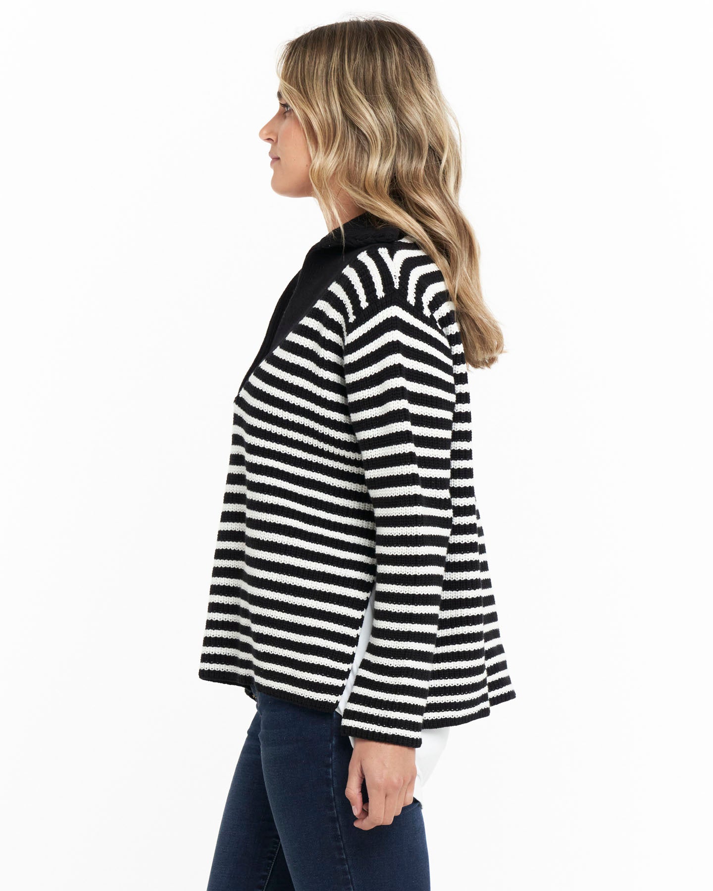 Bordeaux Collar Knit - Black Bold Stripe