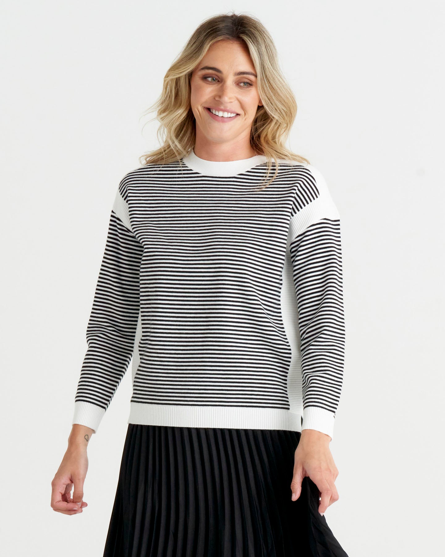 Bonjour Knit Jumper - Black Stripe