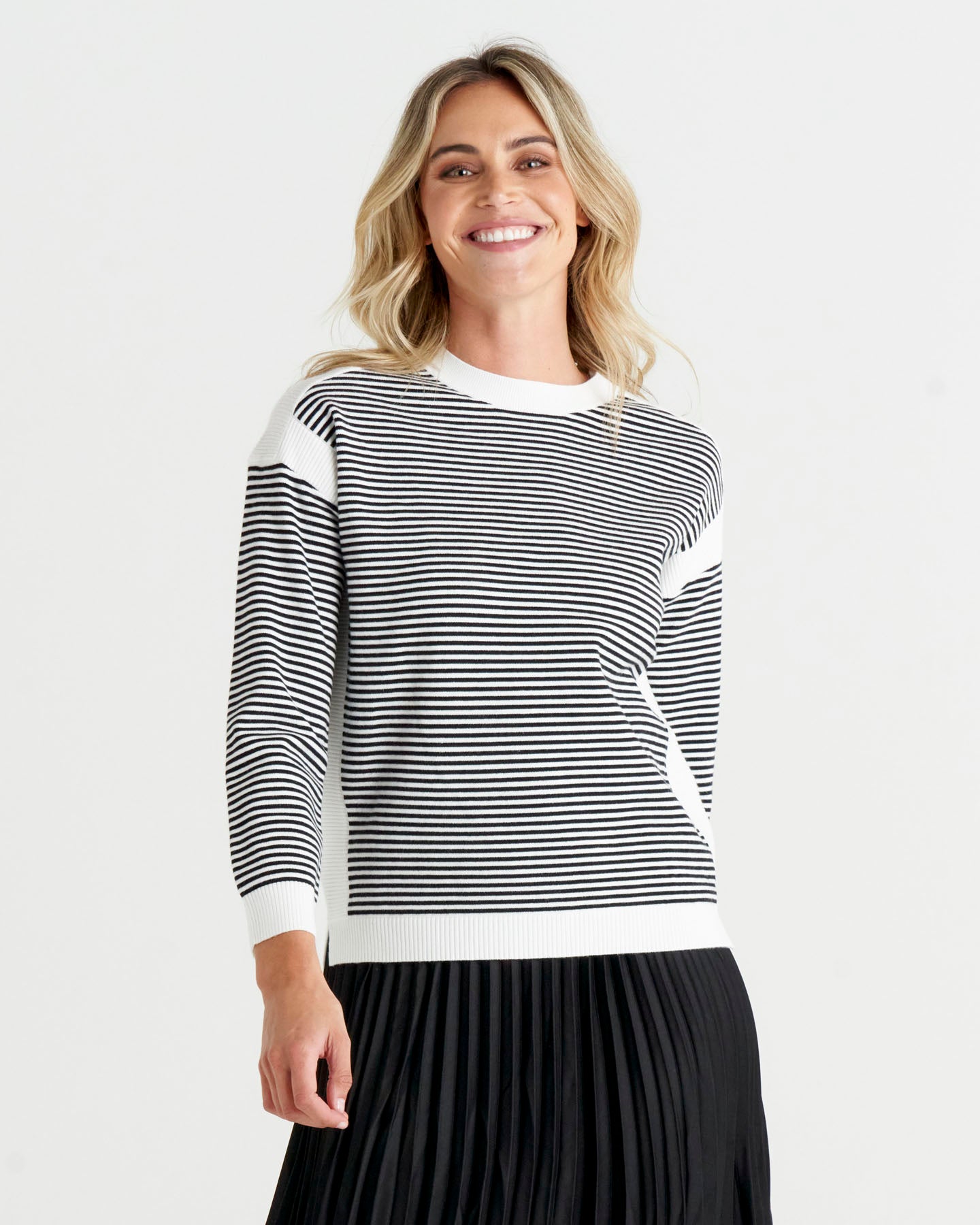 Bonjour Knit Jumper - Black Stripe