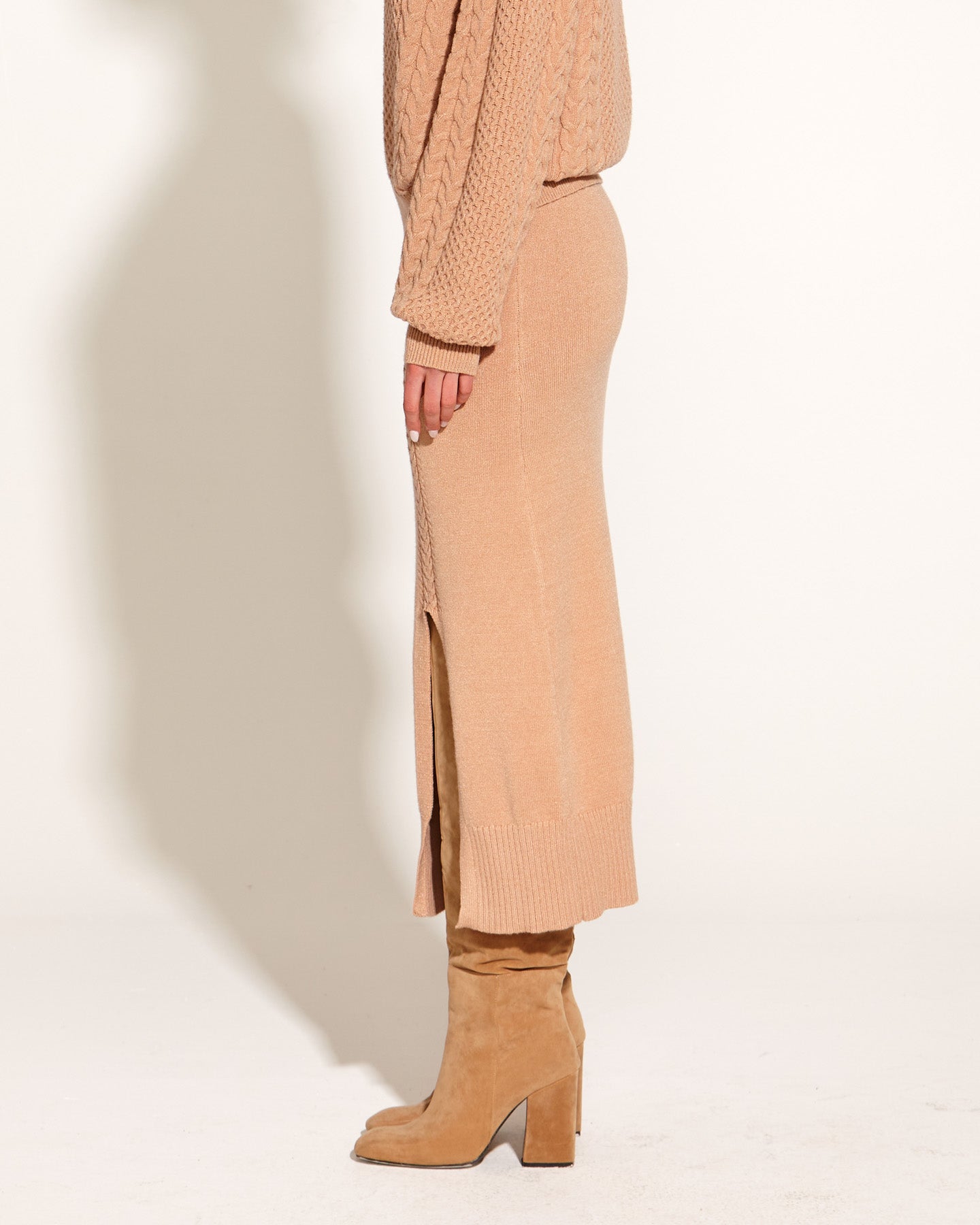 Treasure Midi Knit Skirt - Tan