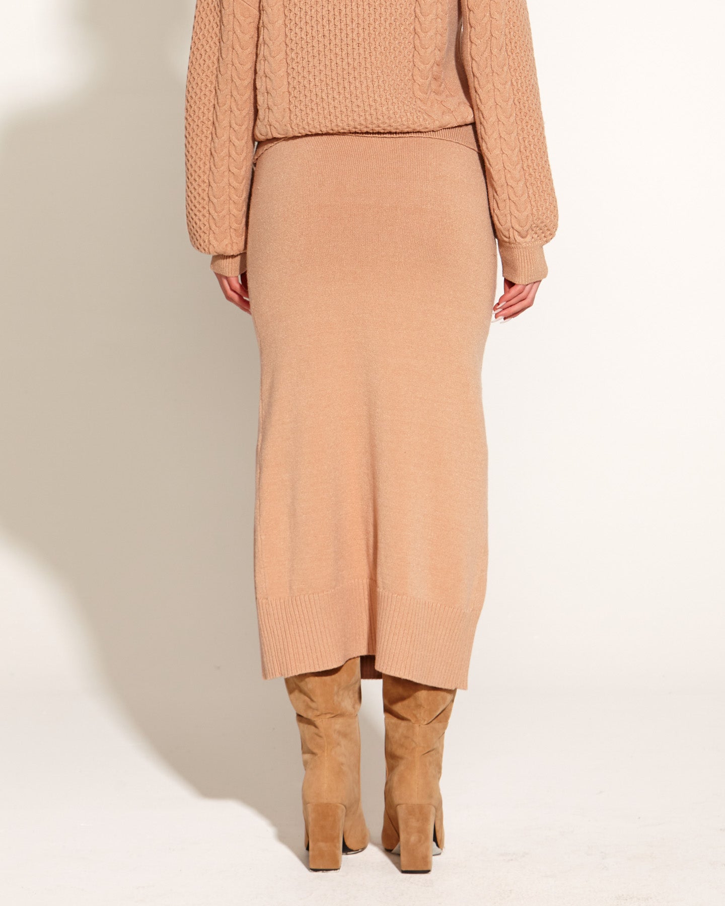 Treasure Midi Knit Skirt - Tan