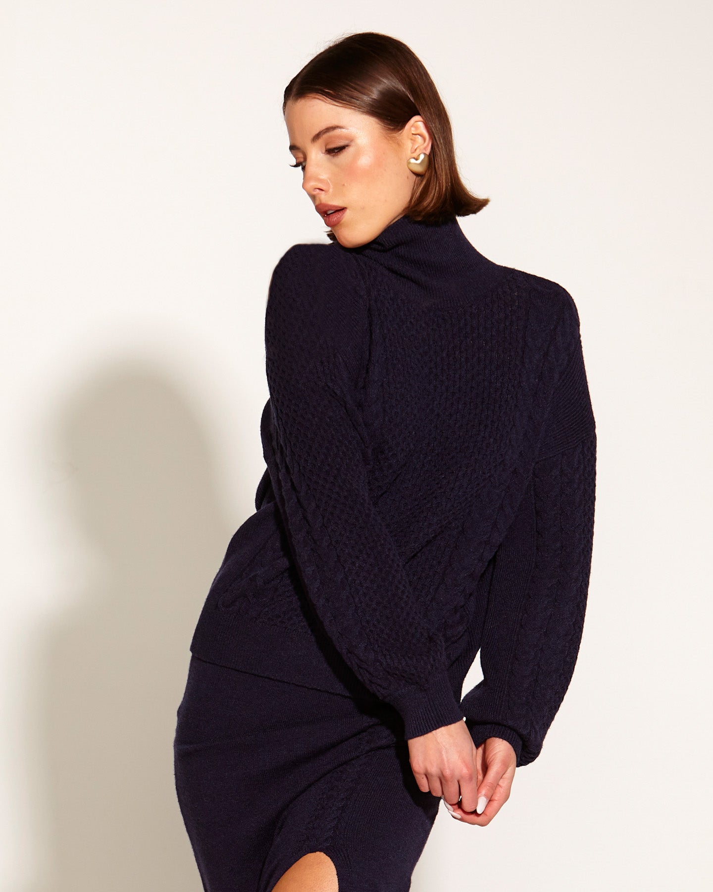 Treasure Midi Knit Skirt - Navy