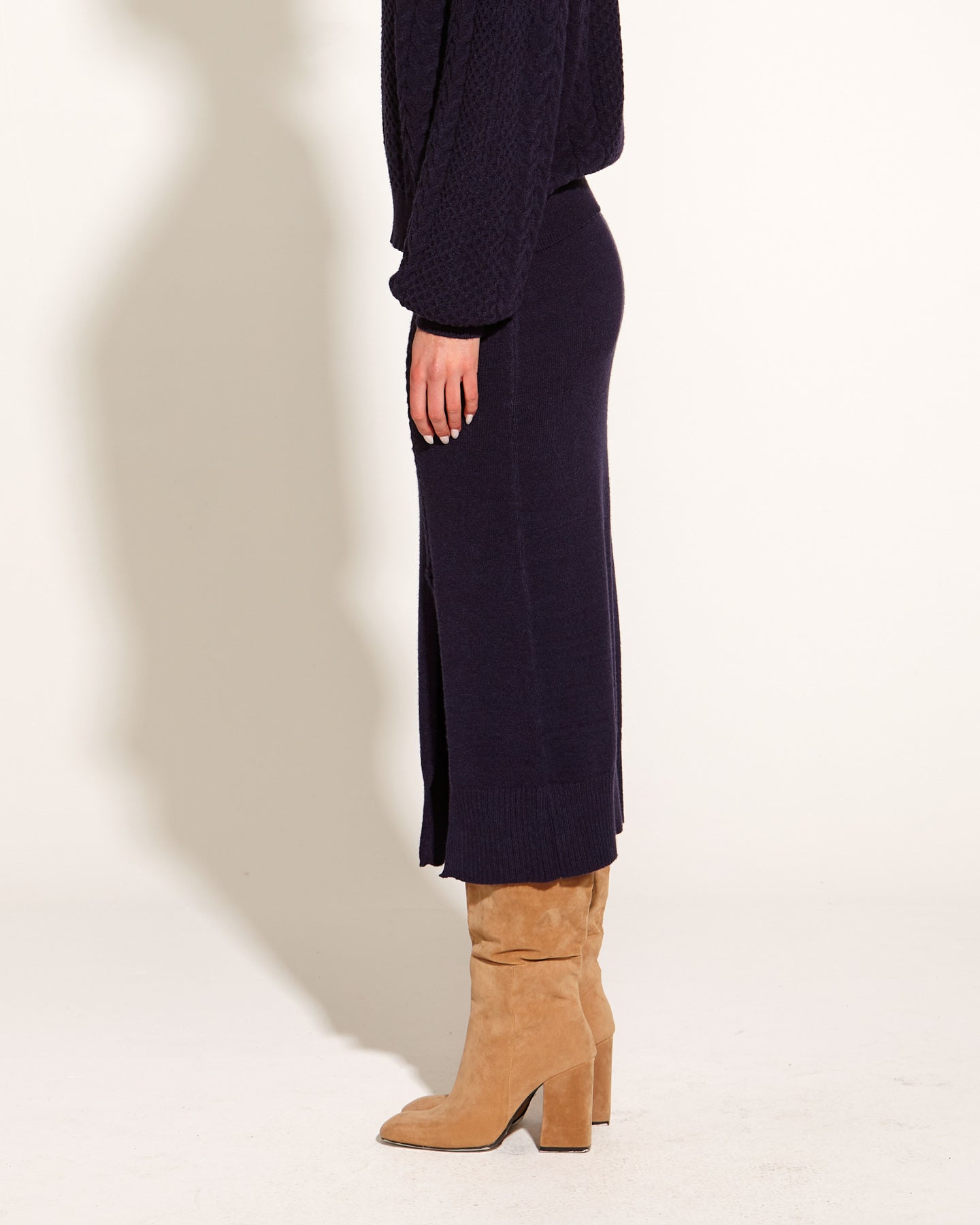 Treasure Midi Knit Skirt - Navy