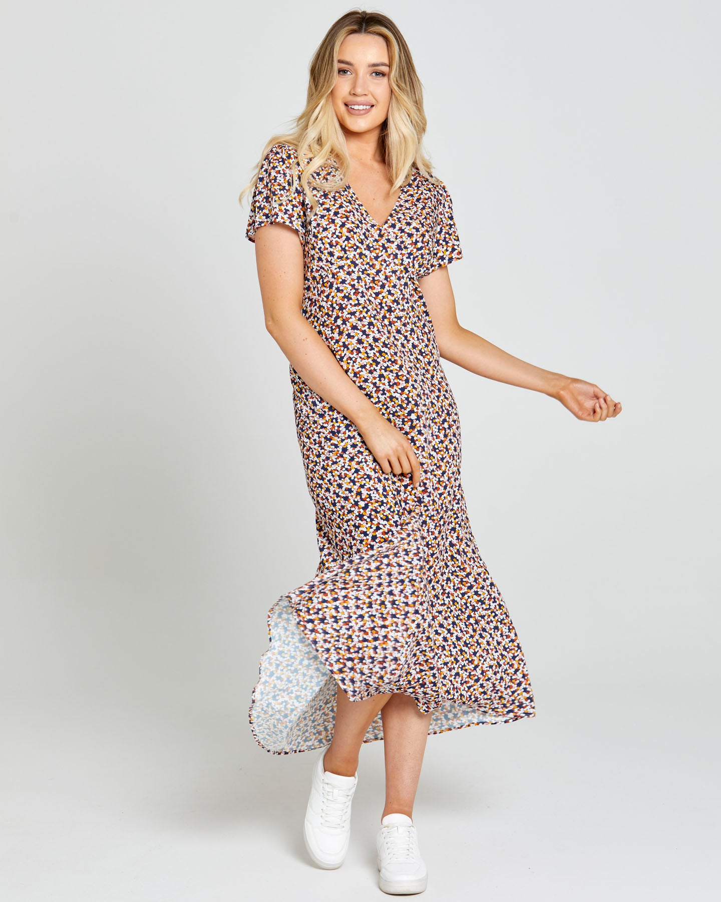 Isobelle Maxi Dress Navy Ditsy Print