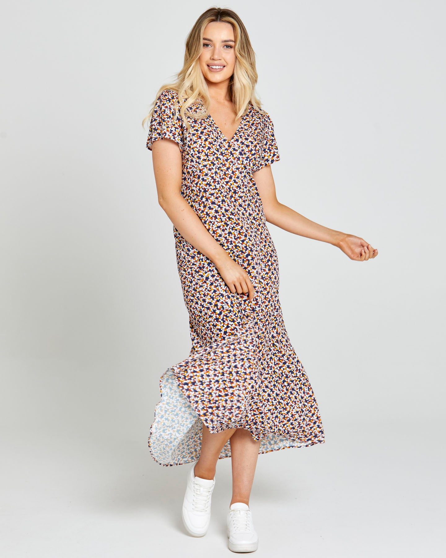 Isobelle Maxi Dress Navy Ditsy Print