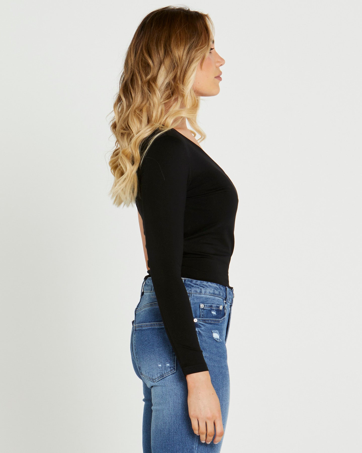 Anna One Sleeve Top - Black