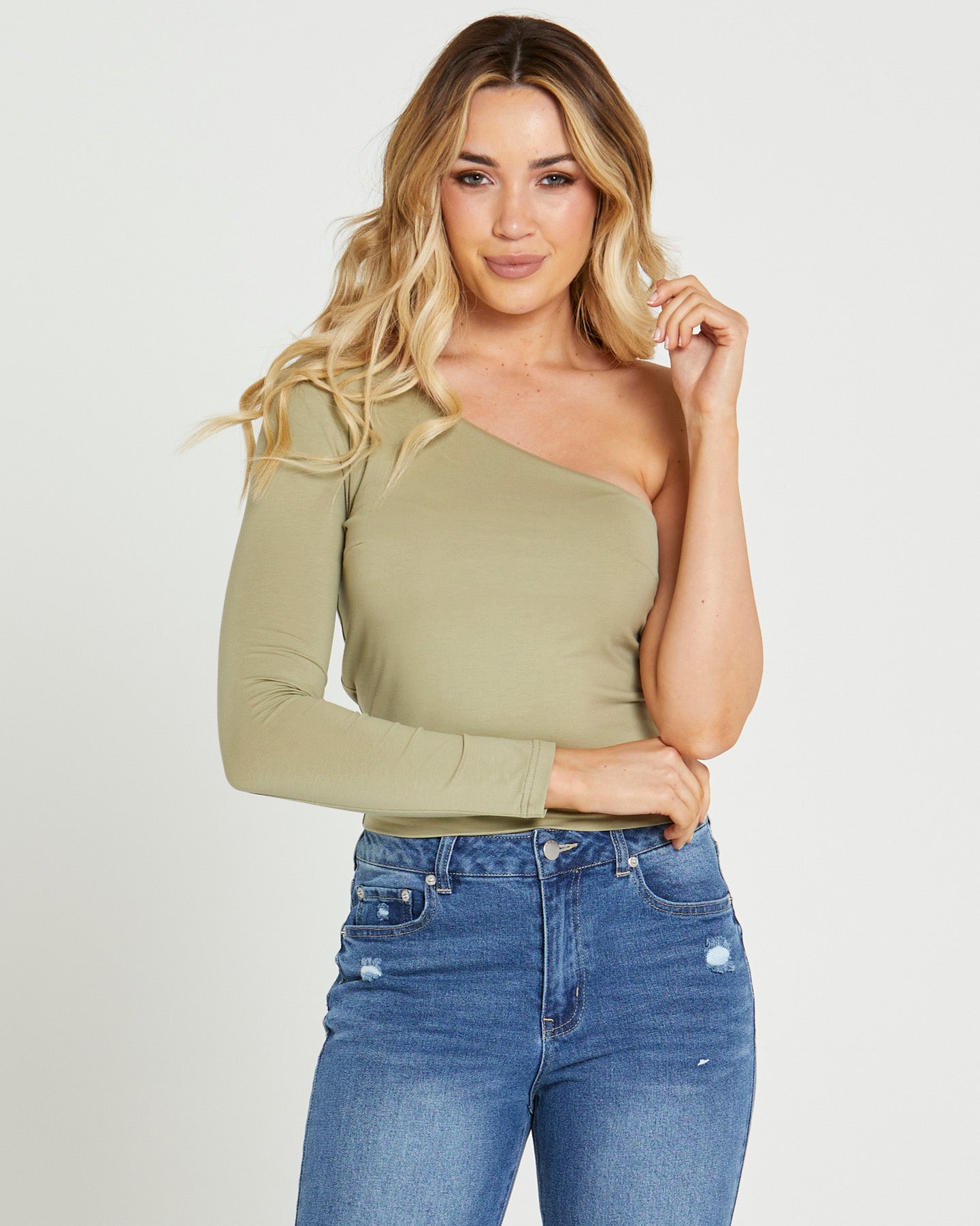 Anna One Sleeve Top - Sage Green