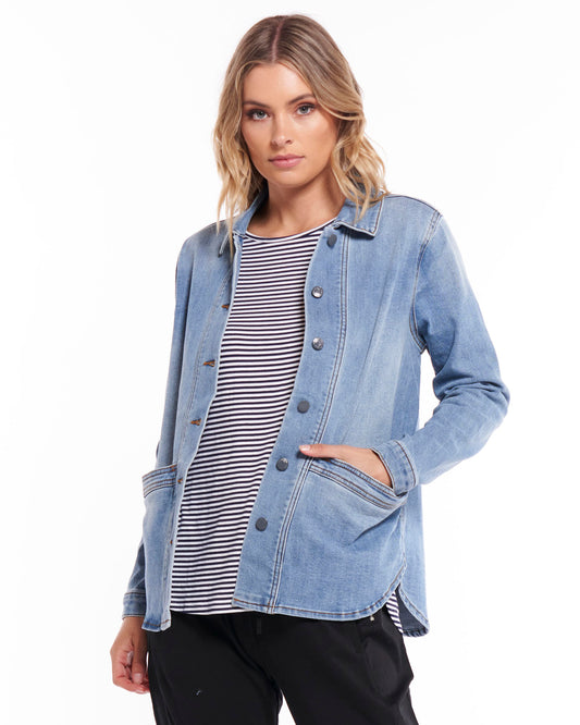 Reese Denim Shacket Light Blue